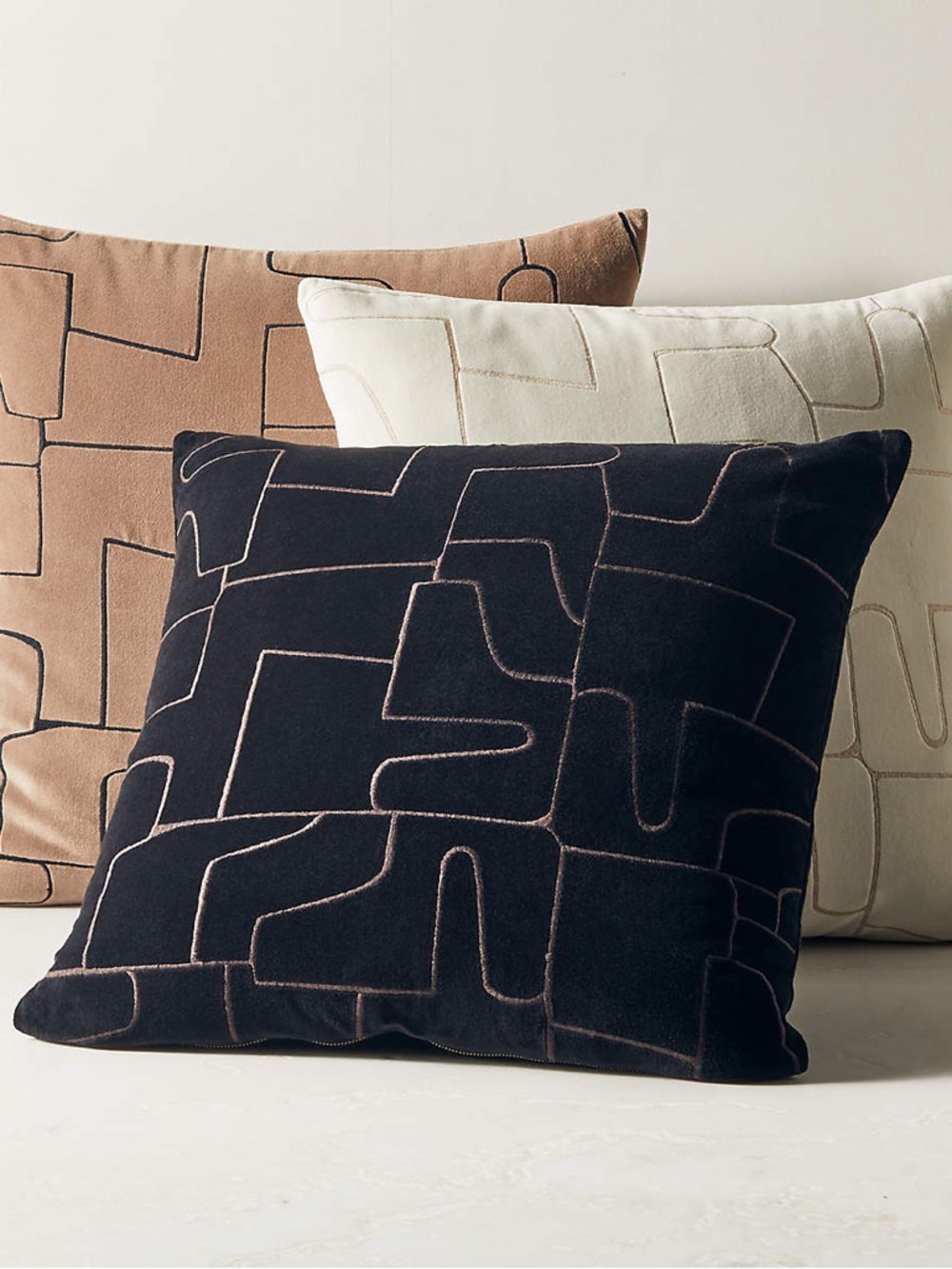 CB2 Arabella White Velvet Throw Pillow 23x23 inches Square Modern